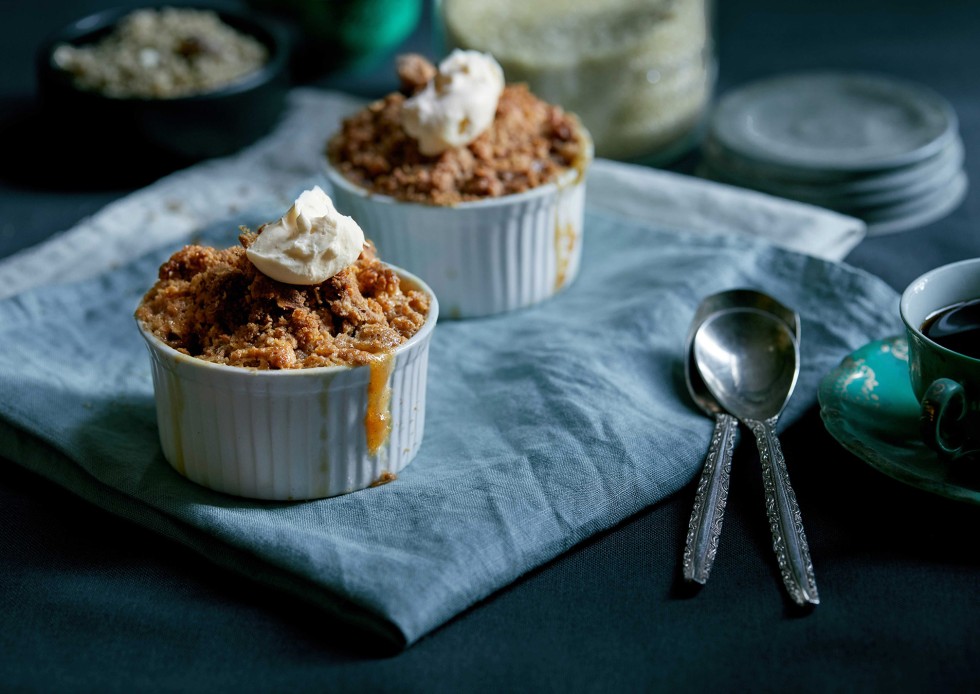 Click to play Banana Almond Crumble  recipe video on YouTube