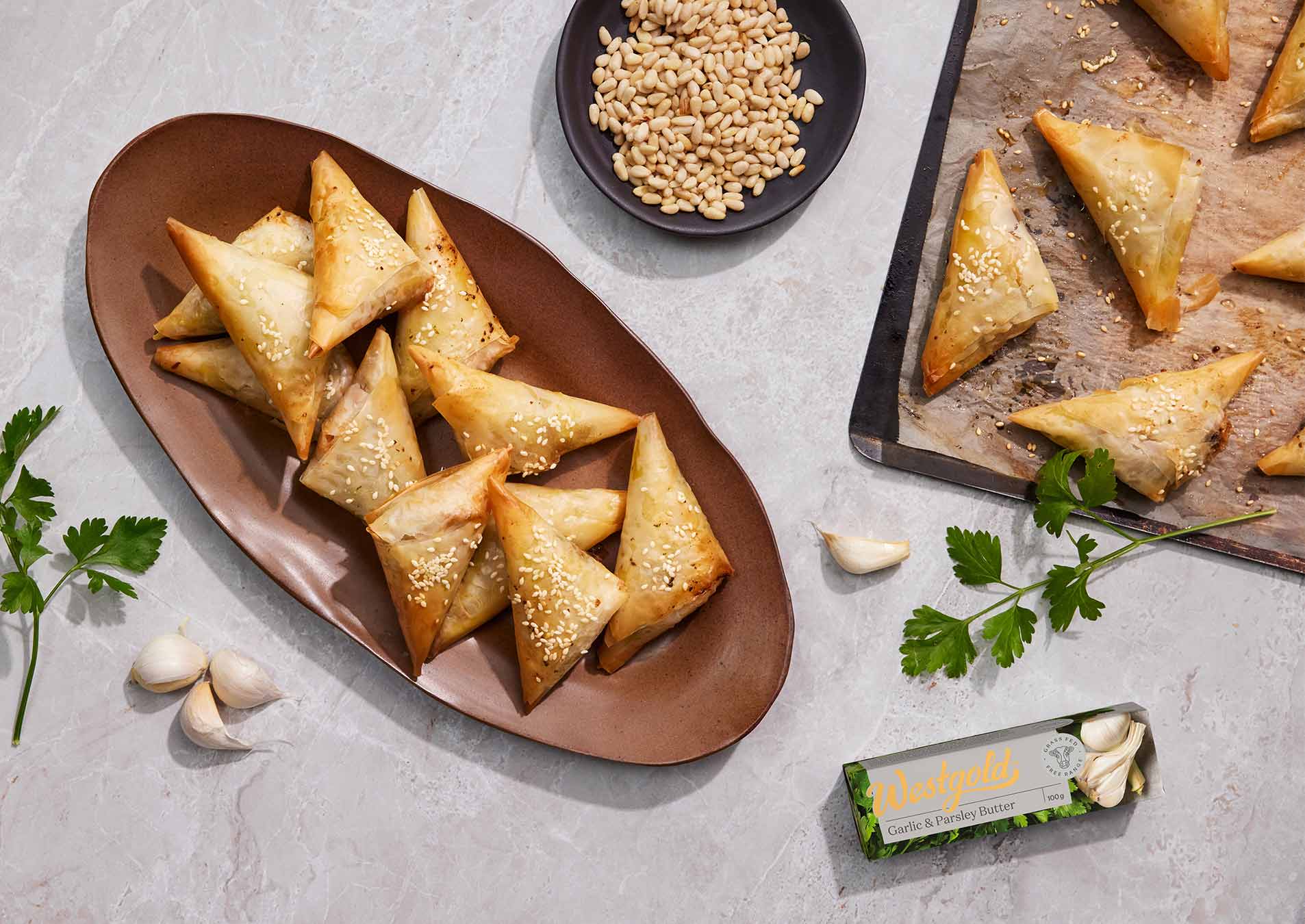 Spanakopita pastry with spinach and feta